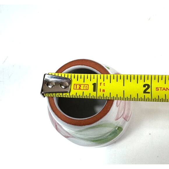 Flower Pot Napkin Holder Rings Glazed Terracotta Pink White Green Set of 3 - Picture 8 of 9